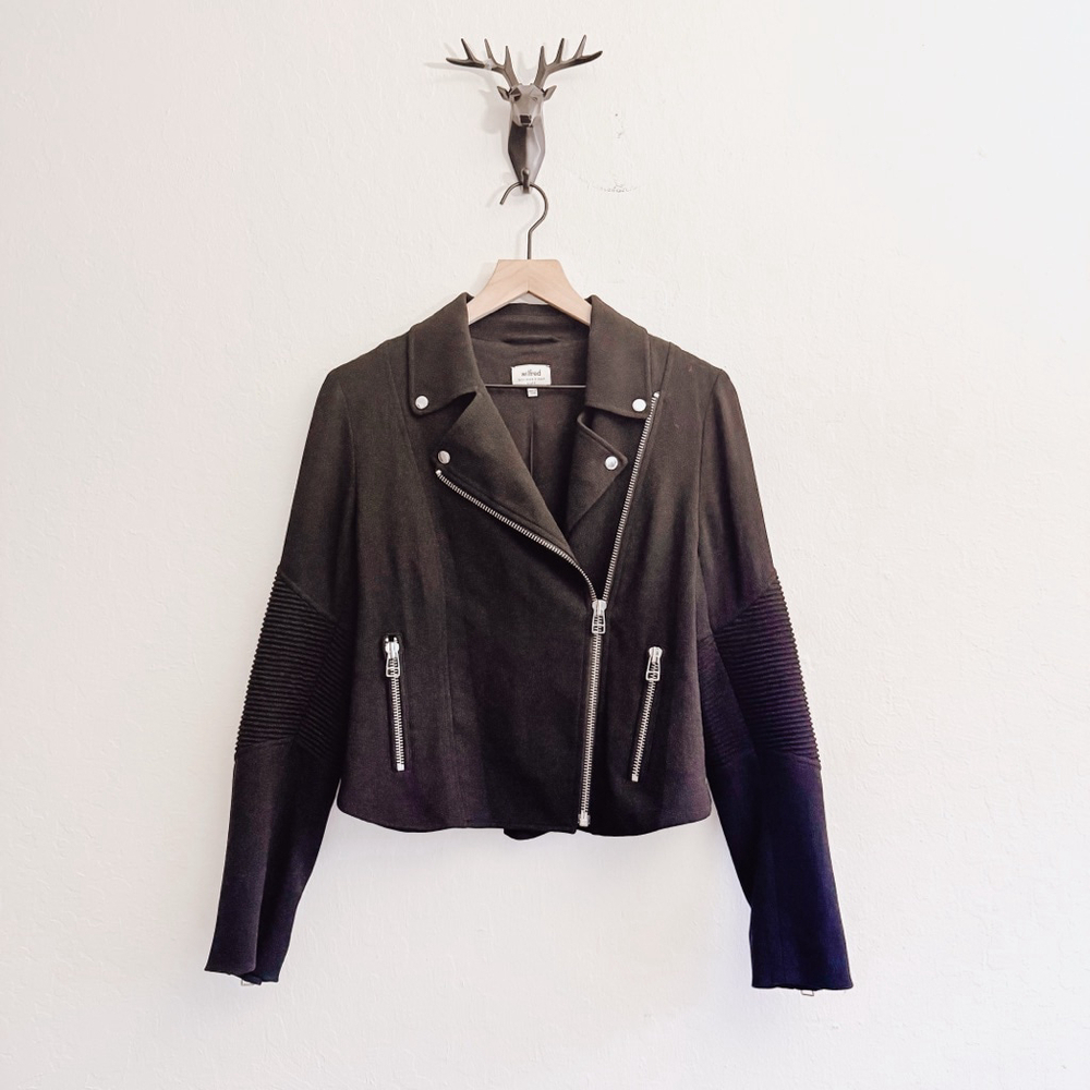 Wilfred Women's Black Full Zip Moto Jacket Size Small